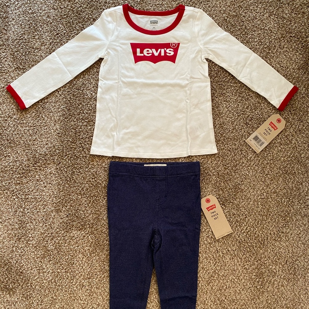 Levi’s Baby Girls' L/S Top and Leggings Outfit Set